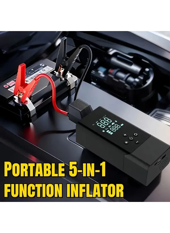 نوع A 5 في 1 محمول لبدء تشغيل السيارة مع ضاغط الهواء ومصباح يدوي LED - Image 4